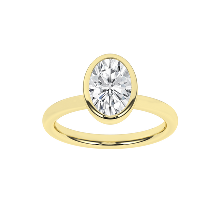 Revelation 14K Yellow Gold 2 CTW Lab Grown Oval Shaped Bezel Set Solitaire Engagement Ring