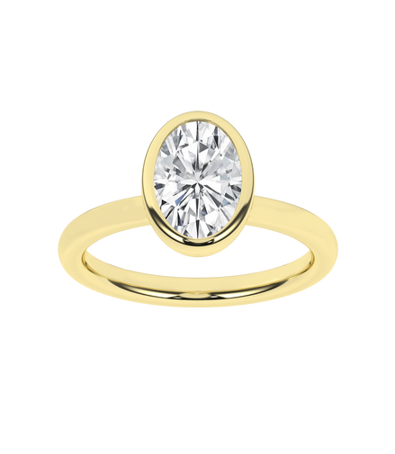 Revelation 14K Yellow Gold 2 CTW Lab Grown Oval Shaped Bezel Set Solitaire Engagement Ring