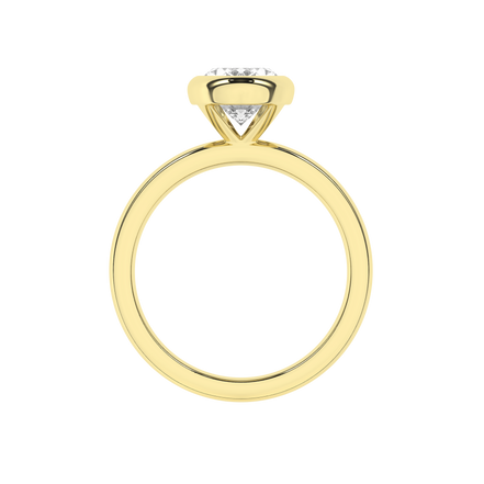 Revelation 14K Yellow Gold 2 CTW Lab Grown Oval Shaped Bezel Set Solitaire Engagement Ring