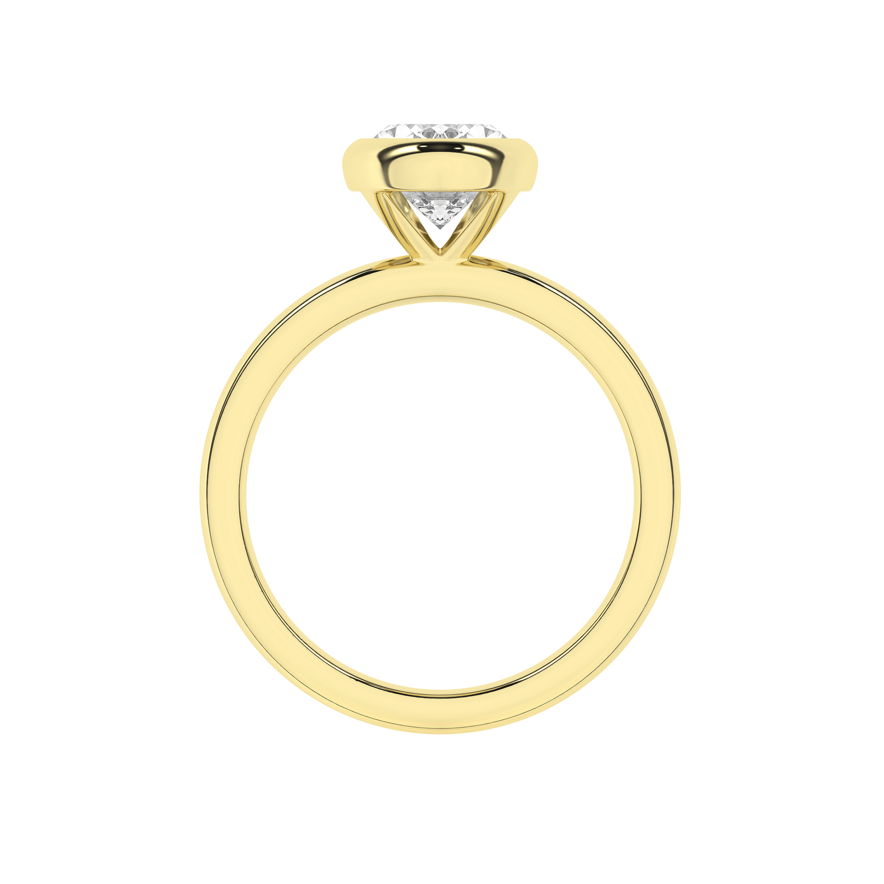 Revelation 14K Yellow Gold 2 CTW Lab Grown Oval Shaped Bezel Set Solitaire Engagement Ring