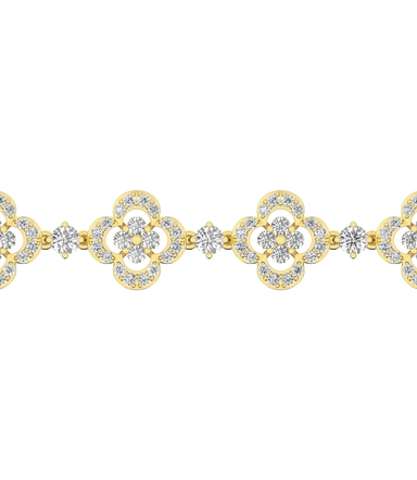 14K Yellow Gold 4 CTW Lab Grown Diamond Round Clover Leaf Bracelet
