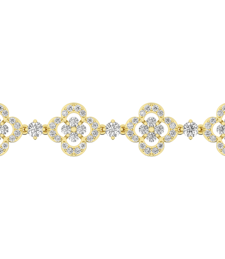 14K Yellow Gold 4 CTW Lab Grown Diamond Round Clover Leaf Bracelet