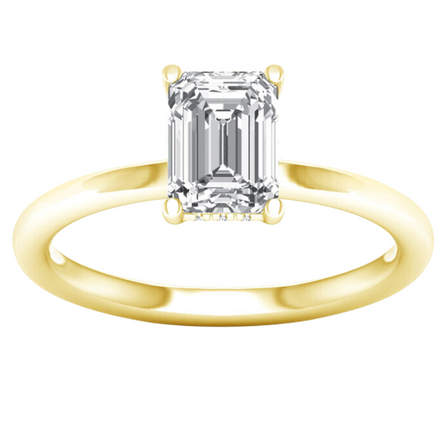 14K Yellow Gold 2.12 CTW Lab Grown Diamond Emerald Cut With Hidden Halo Engagement Ring