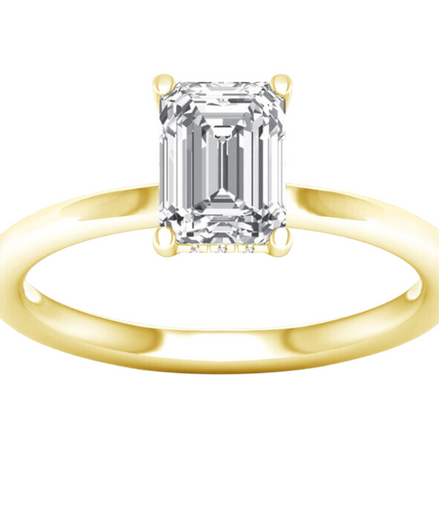 14K Yellow Gold 2.12 CTW Lab Grown Diamond Emerald Cut With Hidden Halo Engagement Ring