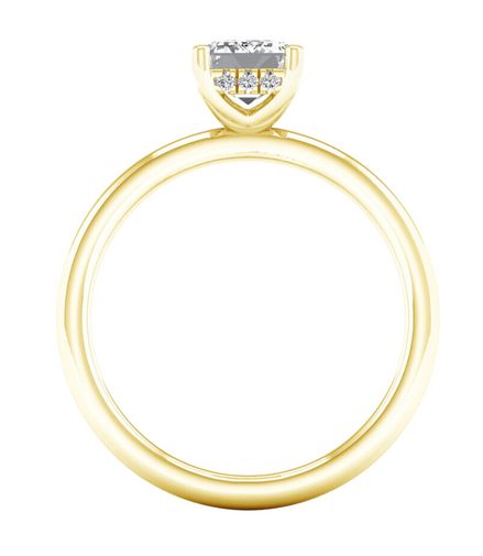 14K Yellow Gold 2.12 CTW Lab Grown Diamond Emerald Cut With Hidden Halo Engagement Ring