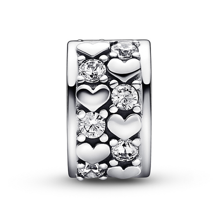 Pandora Moments Infinite Hearts Sparkling Clip Charm
