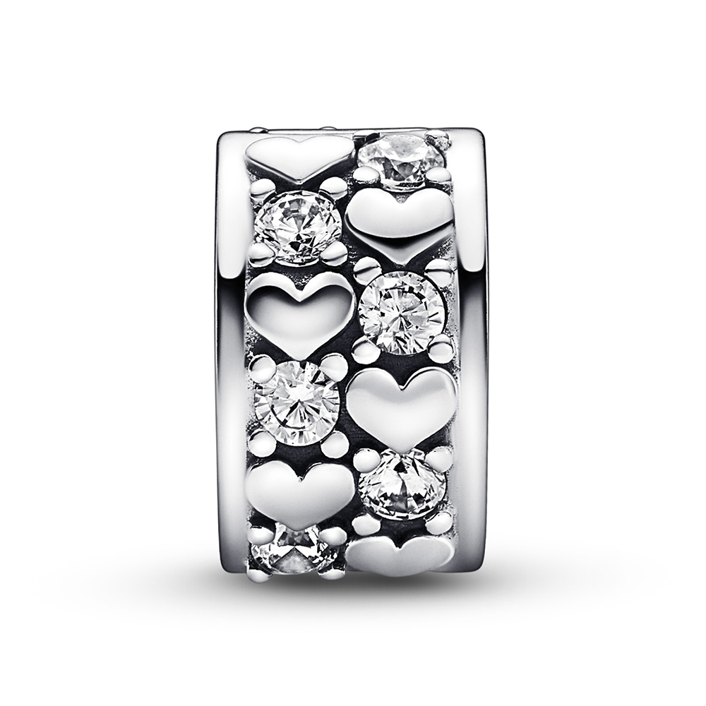Pandora Moments Infinite Hearts Sparkling Clip Charm