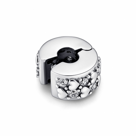 Pandora Moments Infinite Hearts Sparkling Clip Charm