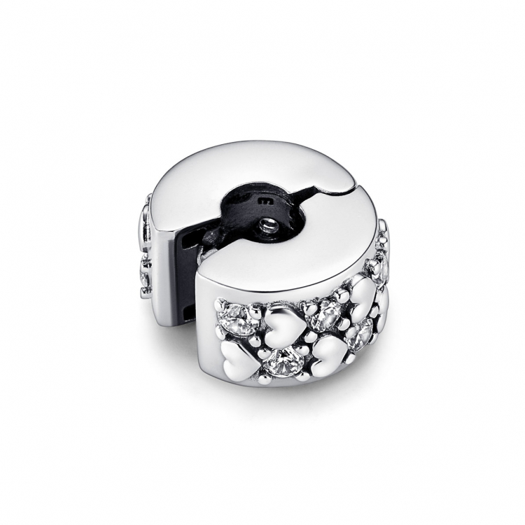 Pandora Moments Infinite Hearts Sparkling Clip Charm