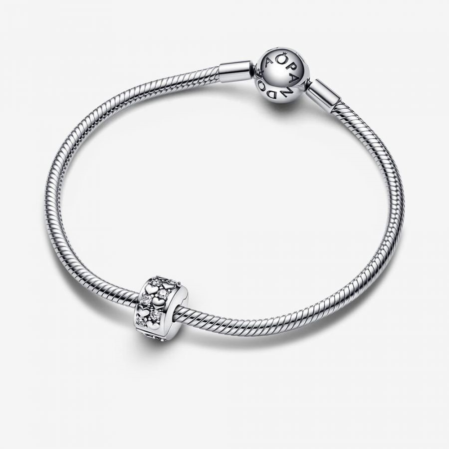 Pandora Moments Infinite Hearts Sparkling Clip Charm