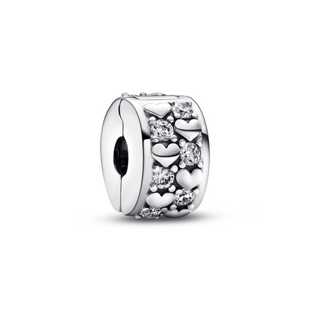Pandora Moments Infinite Hearts Sparkling Clip Charm
