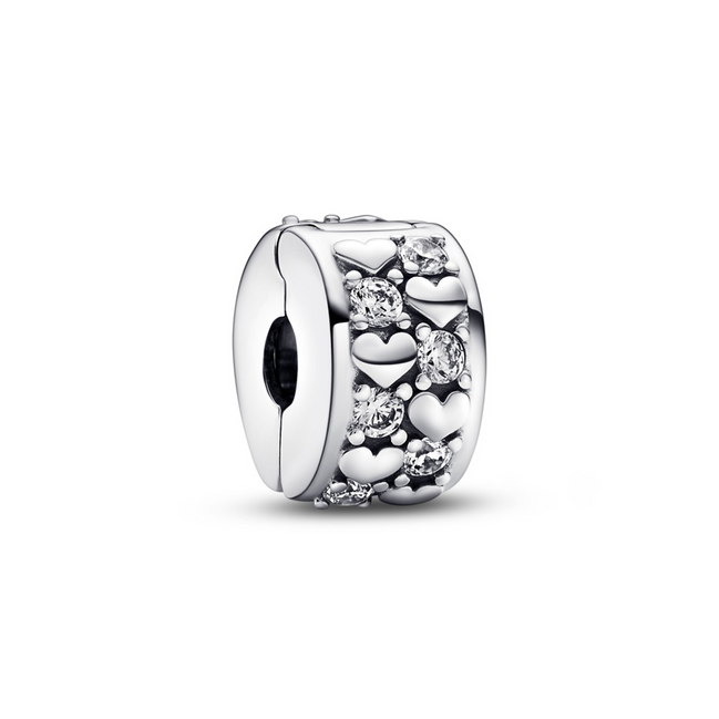 Pandora Moments Infinite Hearts Sparkling Clip Charm