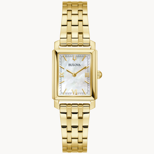 Bulova Ladies Sutton Mother-of-Pearl Dial Gold-Tone Stainless Steel Bracelet Watch