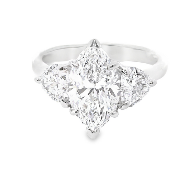 Revelation Platinum 3 CTW Lab Grown Marquise Shaped 3 Stone Engagement Ring