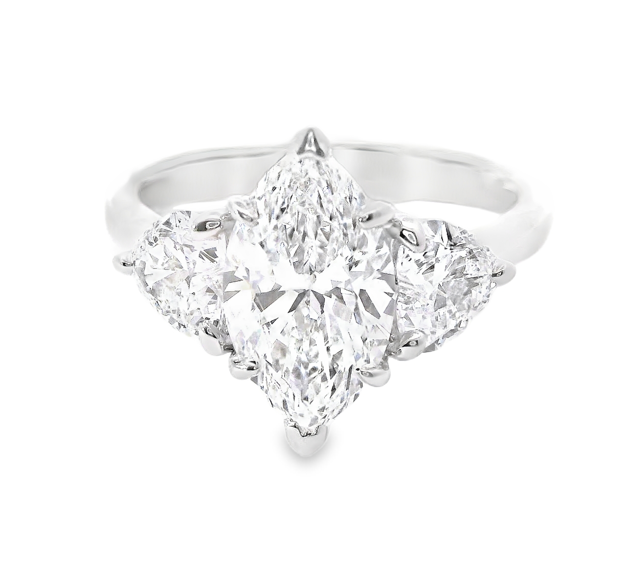 Revelation Platinum 3 CTW Lab Grown Marquise Shaped 3 Stone Engagement Ring