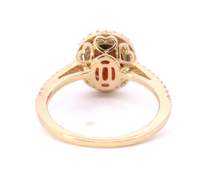 14K Yellow Gold Diamond And Garnent Fashion Ring