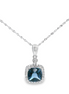 14K White Gold Diamond And London Blue Pendant Necklace