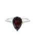 14K White Gold Pear Shaped Diamond And Garnet Fashion Ring