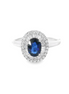 14K White Gold, Diamond And Sapphire Oval Shaped Fashion Ring