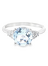14K White Gold Diamond And Aquamarine Fashion Ring