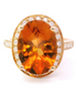 14K Yellow Gold Diamond And Oval Shaped Oval Citrine Fashion Ring