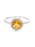 14K White Gold Diamond And Citrine Fashion Ring
