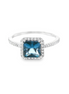 14K White Gold DIamond and London Blue Gemstone Ring