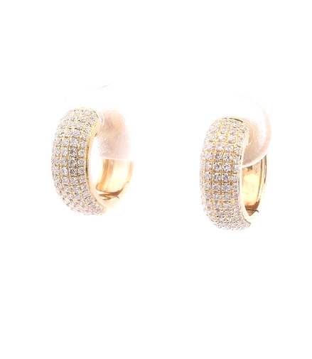 14K Yellow Gold And 0.48 CTW Pave' Diamond Huggie Hoop Earrings