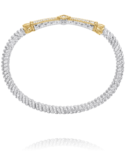 Vahan 14K Gold And Sterling Silver Diamond 4mm Closed Bracelet
