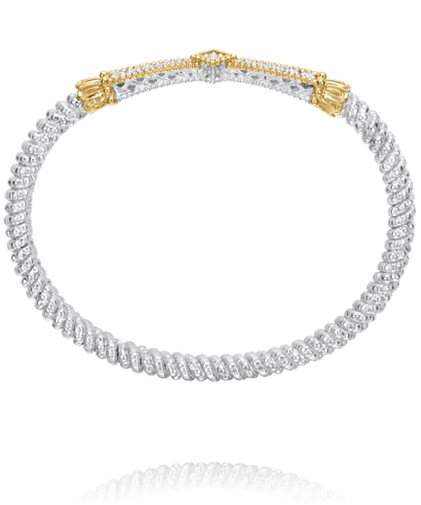 Vahan 14K Gold And Sterling Silver Diamond 4mm Closed Bracelet