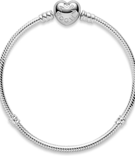 Pandora Moments Heart Clasp Snake Chain Bracelet Size 16