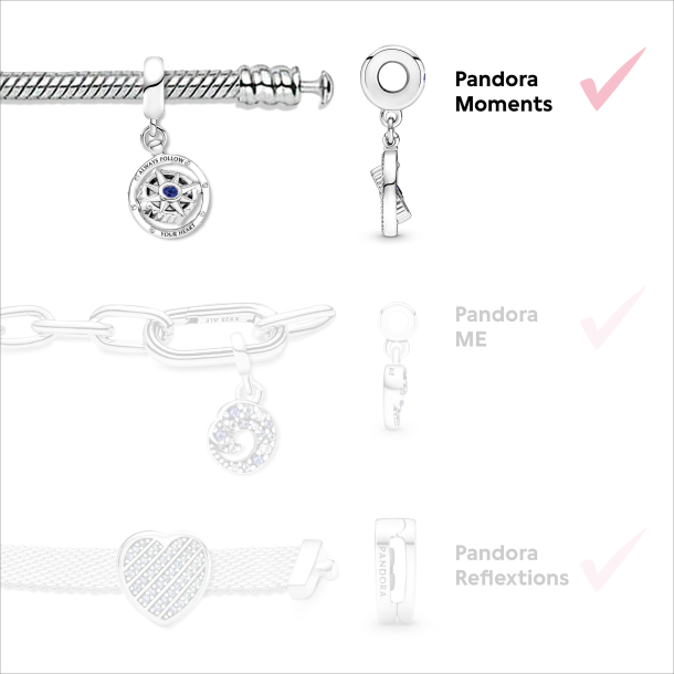 Pandora Moments Family Tree Heart Clasp Snake Charm Bracelet Size 16