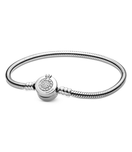 Pandora Moments Sparkling Crown O Snake Chain Bracelet Size 19