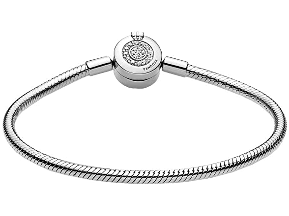Pandora Moments Sparkling Crown O Snake Chain Bracelet Size 19