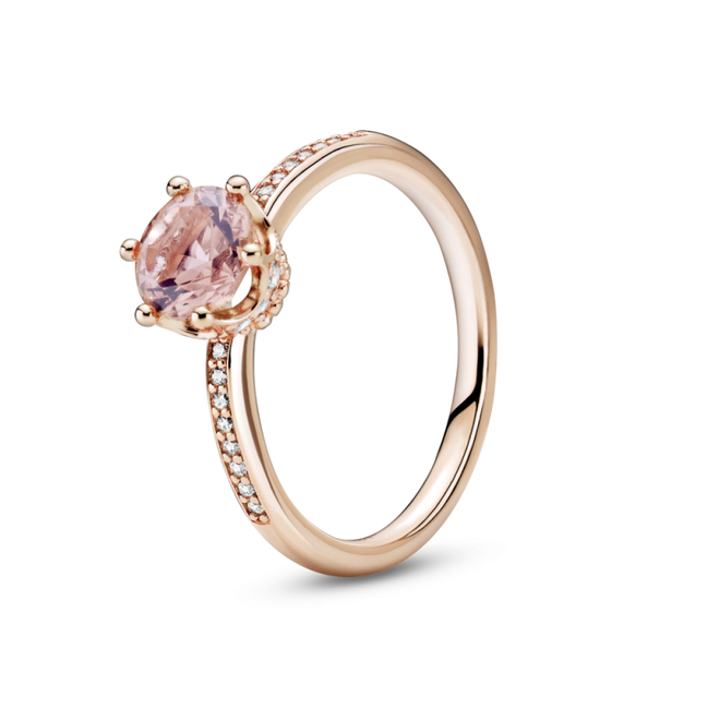 Pandora Moments Pink Sparkling Crown Solitaire Ring Size 7.5