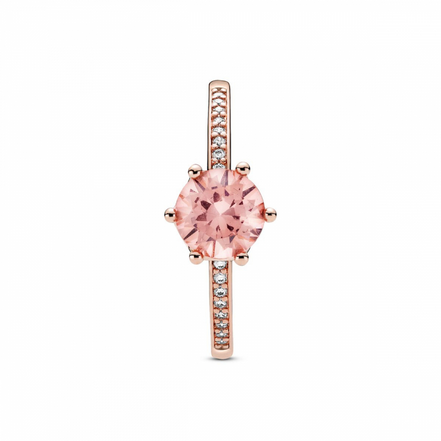 Pandora Moments Pink Sparkling Crown Solitaire Ring Size 7.5