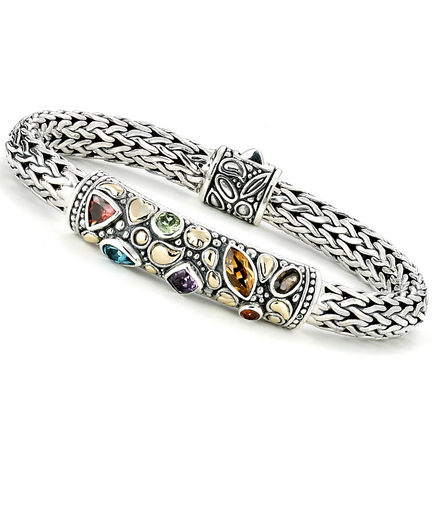 Samuel B Journey Sterling Silver And 18K Gold Multi-Gemstone Balinese Bracelet