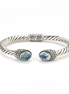 Samuel B Sterling Silver Oval Blue Topaz Twisted Bangle Bracelet