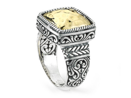 Samuel B Sterling Silver And 18K Gold Reign Hammered Ring