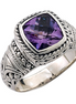 Samuel B Sterling Silver Honest Cushion Cut Amethyst Ring