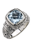 Samuel B Sterling Silver Honesty Cushion Cut Blue Topaz Ring