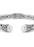 Samuel B Edie Sterling SIlver And 18K White Pearl Balinese Hinged Cuff Bracelet