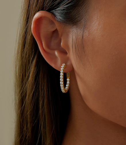 LaFonn 2.00 CTW Simulated Diamond Inside/Out Round Hoop Earrings