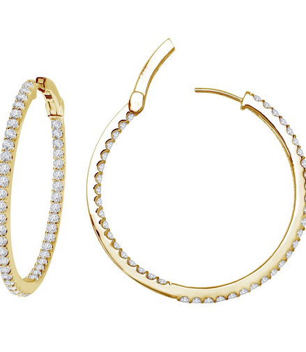 Lafonn 3.48 CTW Simulated Diamond 45 mm Round Inside/Out Hoop Earrings