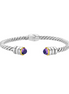 Phillip Gavriel Silver And 18K Amethyst Cable Hinge Open Cuff Bangle Bracelet