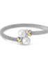 Phillip Gavriel Silver And 18K Gold Freshwater Pearl Popcorn Bypass X Bangle Bracelet