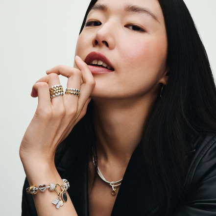 Pandora Moments Row of Hearts Ring Size 4.5