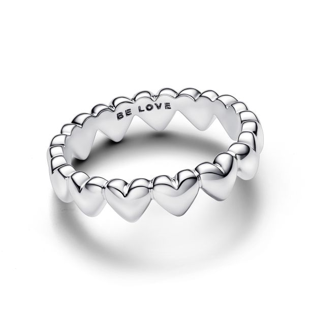 Pandora Moments Row of Hearts Ring Size 4.5