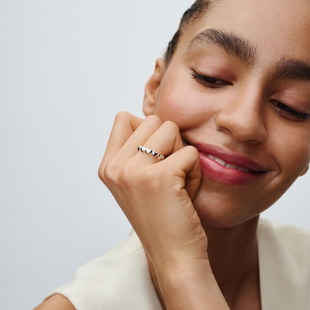 Pandora Moments Row of Hearts Ring Size 4.5