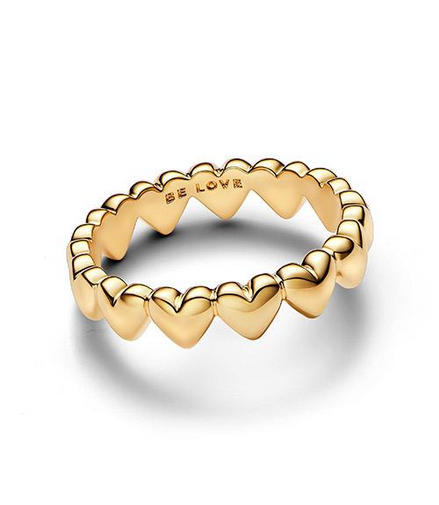 Pandora Moments Row of Hearts Ring Size 4.5